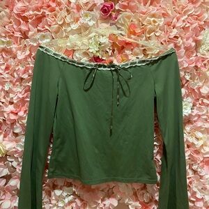 Elegant Olive Green Off-Shoulder Top